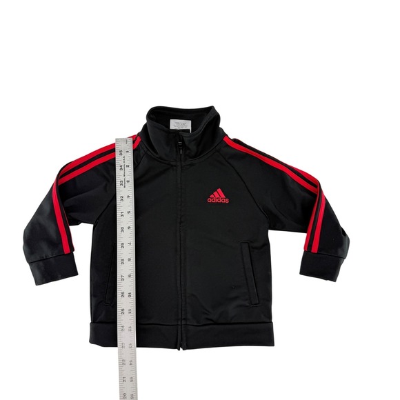 Adidas Track Jacket 12M Black Red Full Zip Athletic Activewear Toddler - Picture 5 of 5
